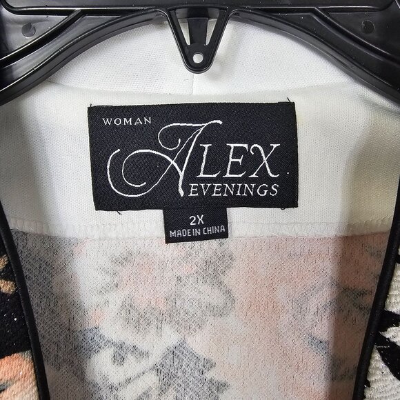 Alex Evenings Pink Floral Jacket 2 Piece Set 2X Glitter One Button Pleats Formal - Picture 3 of 12